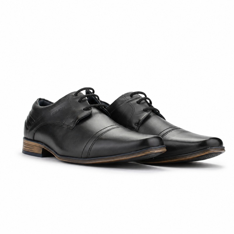 Zapato Ferracini Hombre 6065 Derby Negro Matte Casual