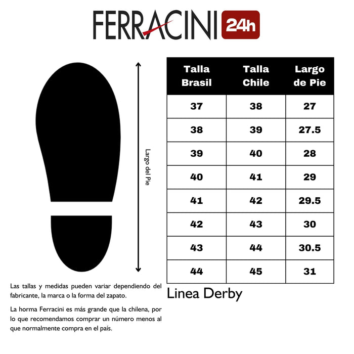 Zapato Ferracini Hombre Derby 6065 Café Casual